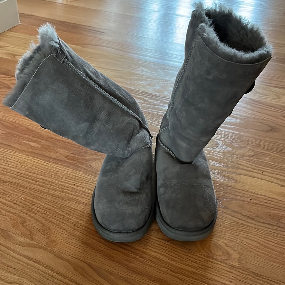 Ugg grey button up suede